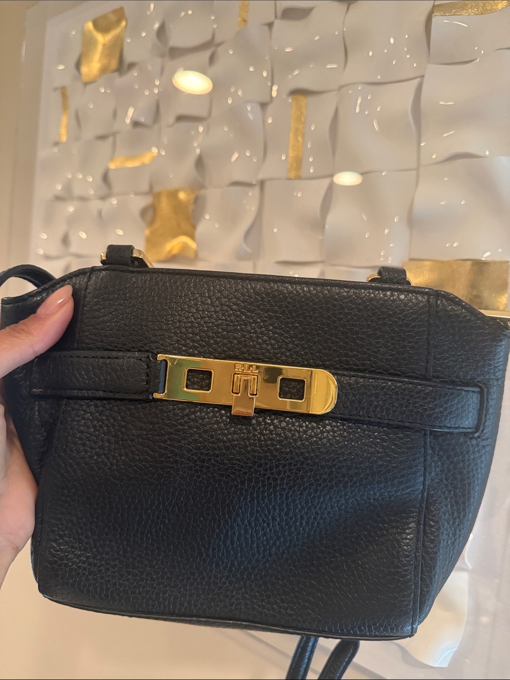 Lauren Ralph Lauren Black Leather Crossbody Bag with Gold Hardware’s
